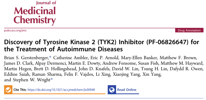 JMC | 计算辅助的辉瑞临床2期TYK2抑制剂的研发过程