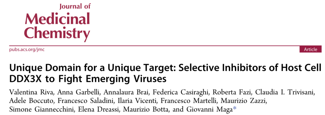 JMC | 靶向DDX3X特定结构域的计算策略发现高选择性广谱抗病毒抑制剂